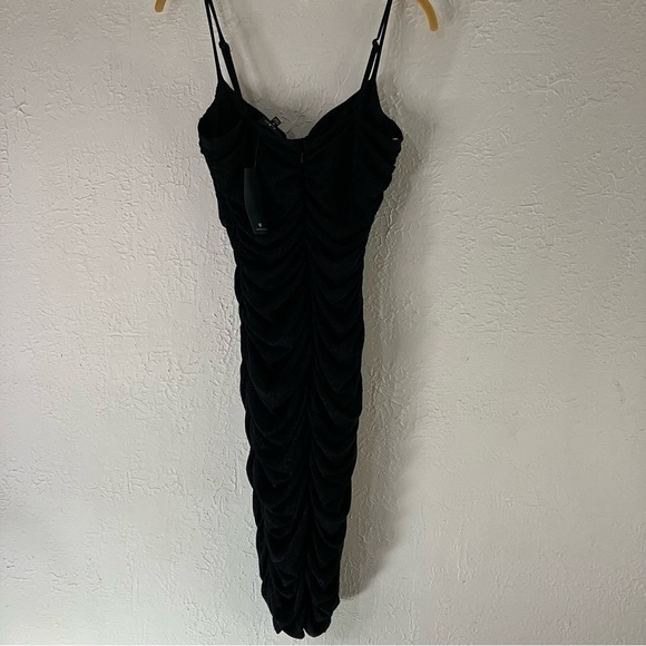 Lulu’s Boldest Babe Black Sparkly Ruched Bustier Bodycon Dress - Picture 8 of 12